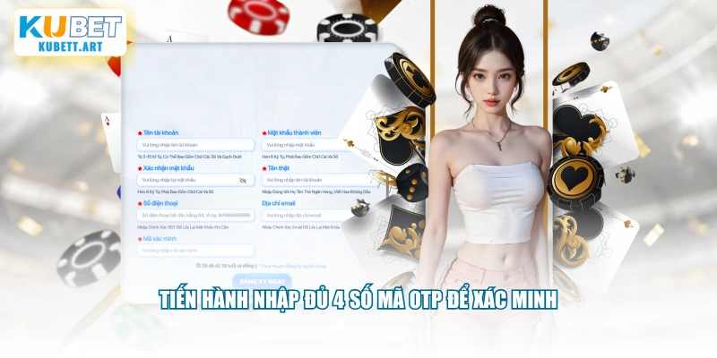 Tiến hành nhập đủ 4 số mã OTP để xác minh